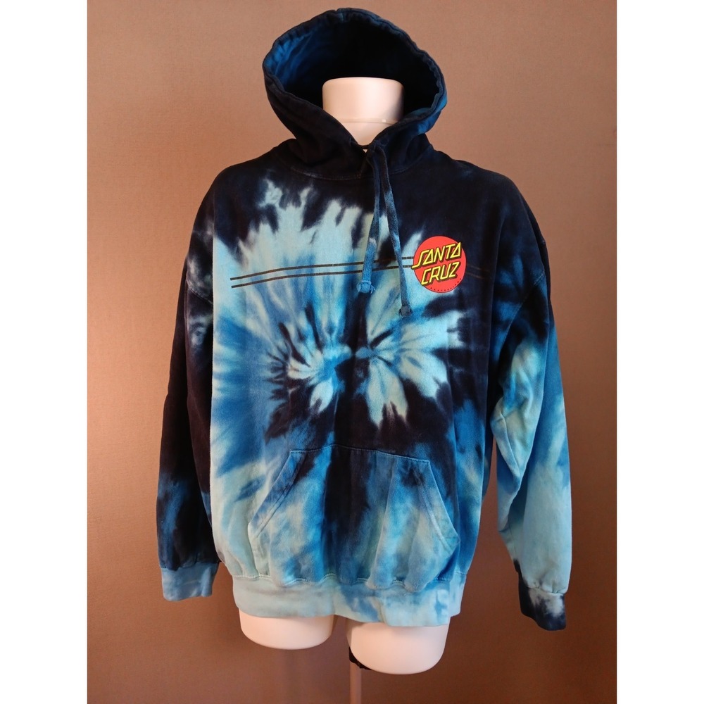 Santa Cruz Skateboards Tie Dye Blue Hoodie Sweatshirt Sz L